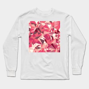 Red Geometric Crystal Pattern Long Sleeve T-Shirt